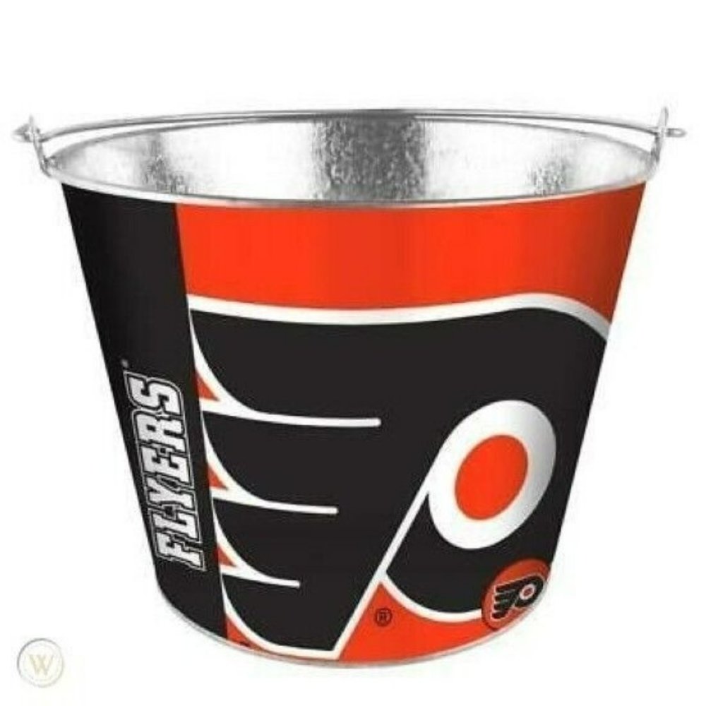 PHILADELPHIA FLYERS Hype Full Wrap Logo Ice Metal Bucket, 5-Quart W/ HANDLE New